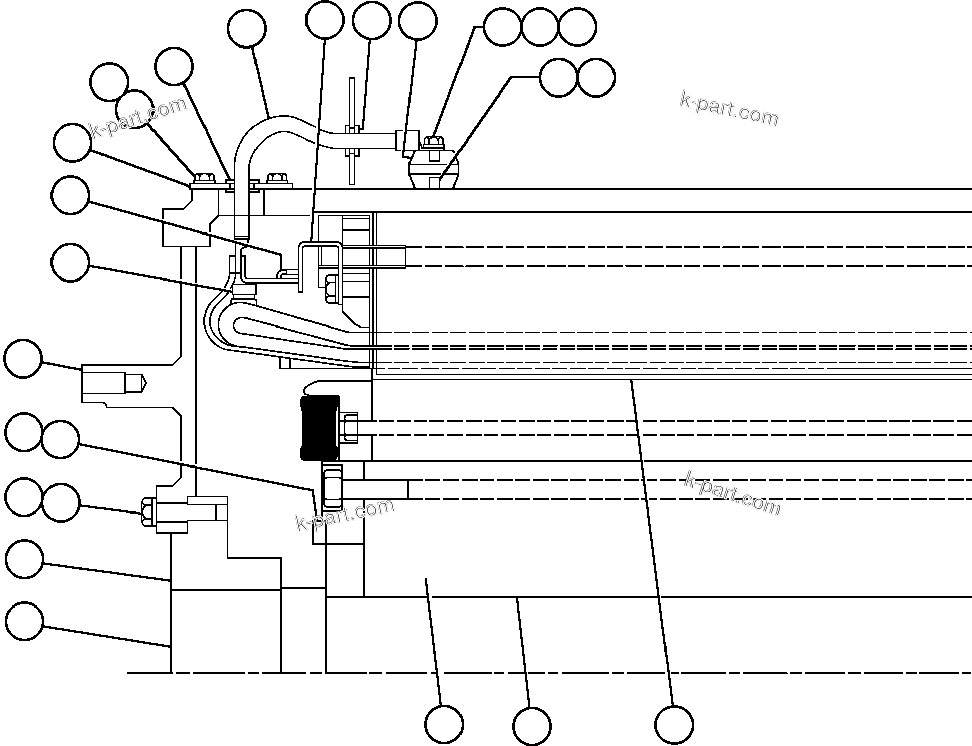 Komatsu parts book diagram for AFE48-F  930E S/N 32674 PIPELINE: ALTERNATOR - ENGINE MOUNT END (PB8990)