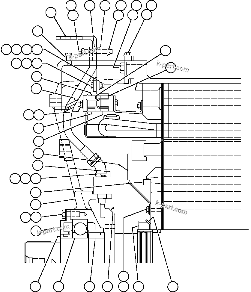 Komatsu parts book diagram for AFE48-F  930E S/N 32674 PIPELINE: MOTOR ASSEMBLY - WHEEL (GE0053)
