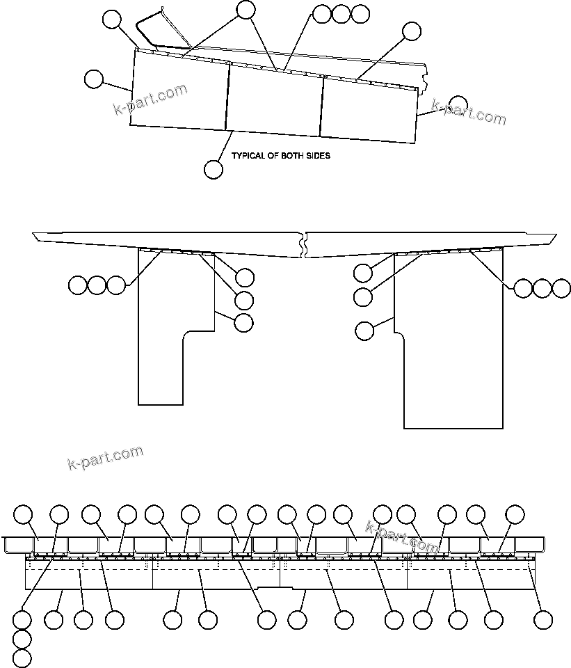 Komatsu parts book diagram for AFE48-H/J 930E S/N 32685 & 32704 PHELPS-DODGE MORENCI: BODY TO DECK & BODY MUD FLAP INSTL