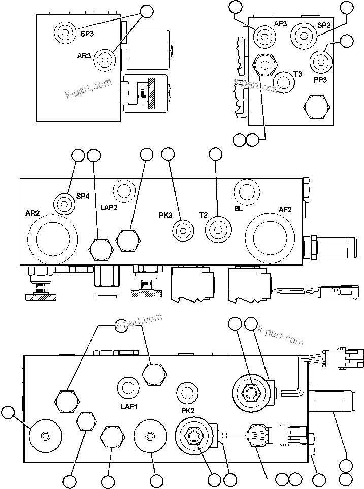 Komatsu parts book diagram for AFE48-H/J 930E S/N 32685 & 32704 PHELPS-DODGE MORENCI: BRAKE MANIFOLD - TWO CIRCUIT (PC0081)