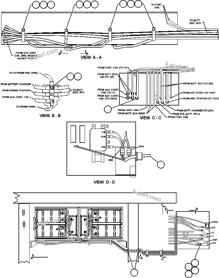 Komatsu parts book diagram for AFE48-H/J 930E S/N 32685 & 32704 PHELPS-DODGE MORENCI: BATTERY BOX WIRING ROUTING
