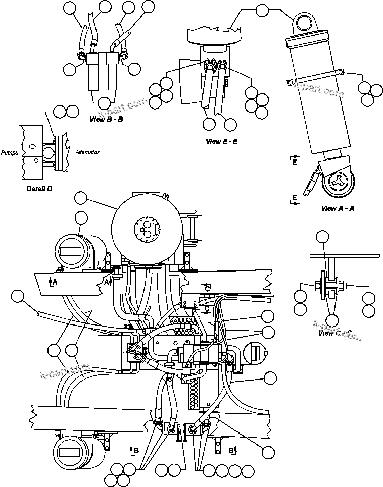 Komatsu parts book diagram for AFE48-H/J 930E S/N 32685 & 32704 PHELPS-DODGE MORENCI: HOIST CYLINDER & FILTER PIPING