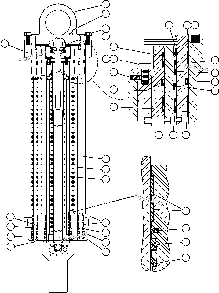 Komatsu parts book diagram for AFE48-H/J 930E S/N 32685 & 32704 PHELPS-DODGE MORENCI: HOIST CYLINDER ASSEMBLY (ED3840)