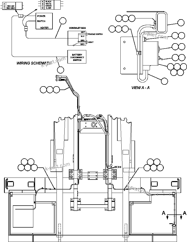Komatsu parts book diagram for AFE48-H/J 930E S/N 32685 & 32704 PHELPS-DODGE MORENCI: ENGINE COOLANT PREHEATER WIRING - MTU