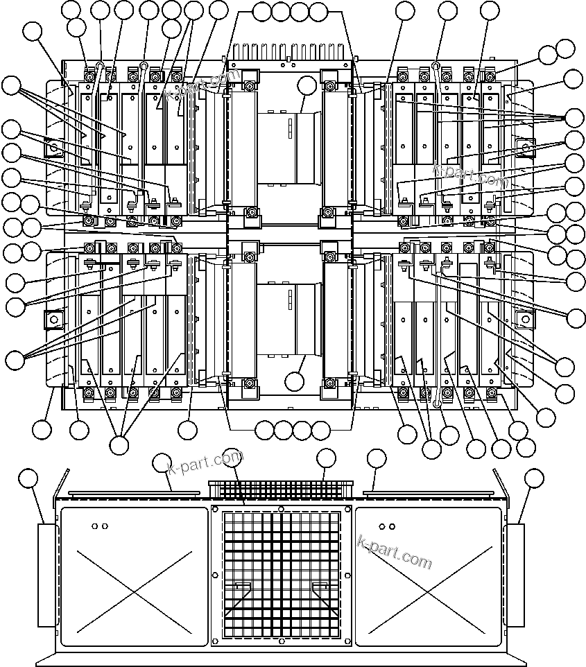 Komatsu parts book diagram for AFE48-H/J 930E S/N 32685 & 32704 PHELPS-DODGE MORENCI: RETARDING GRID ASSEMBLY (PB8988)