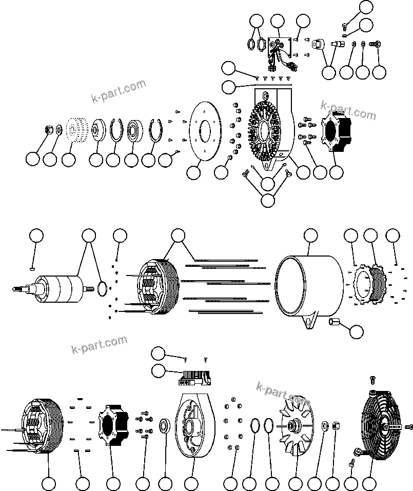 Komatsu parts book diagram for AFE48-V  930E S/N 32816 & 32837 PHELPS-DODGE MORENCI: BATTERY CHARGING ALTERNATOR (EF2654)