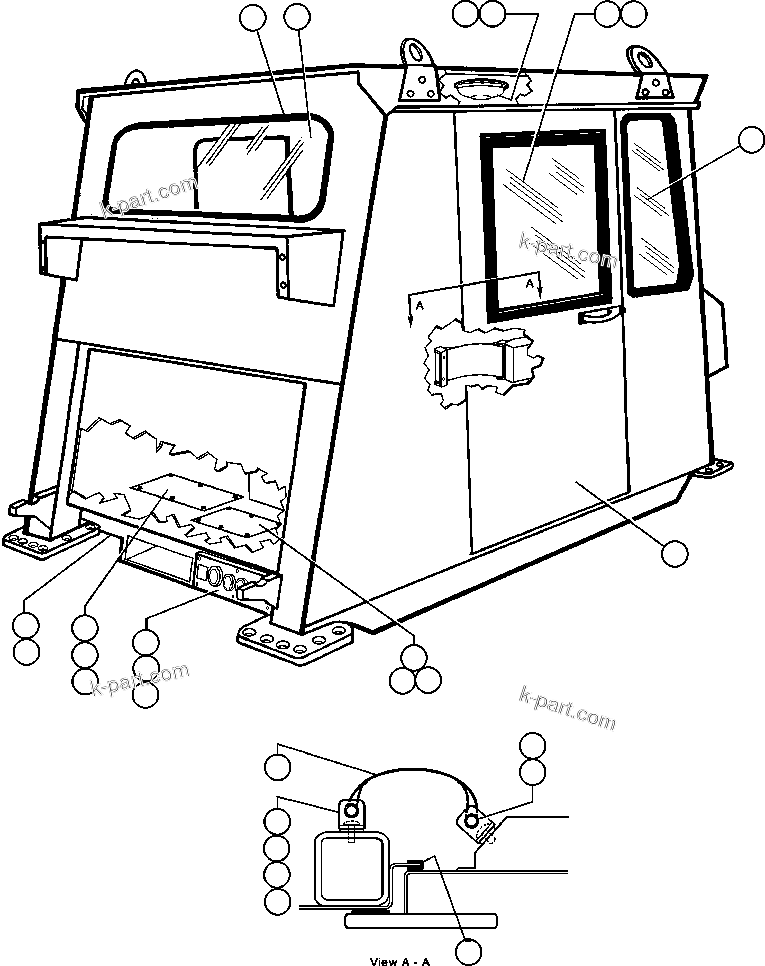 Komatsu parts book diagram for AFE48-V  930E S/N 32816 & 32837 PHELPS-DODGE MORENCI: CAB ASSEMBLY - 1 (SM2950)