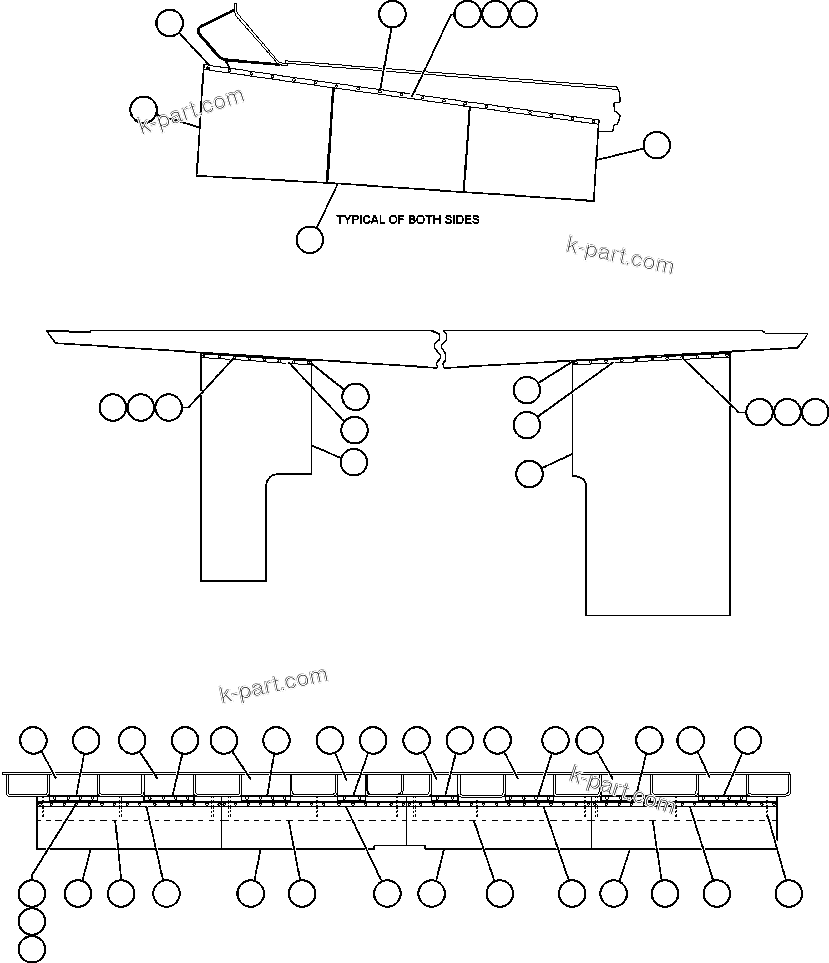 Komatsu parts book diagram for AFE48-V  930E S/N 32816 & 32837 PHELPS-DODGE MORENCI: BODY TO DECK & BODY MUD FLAP INSTL