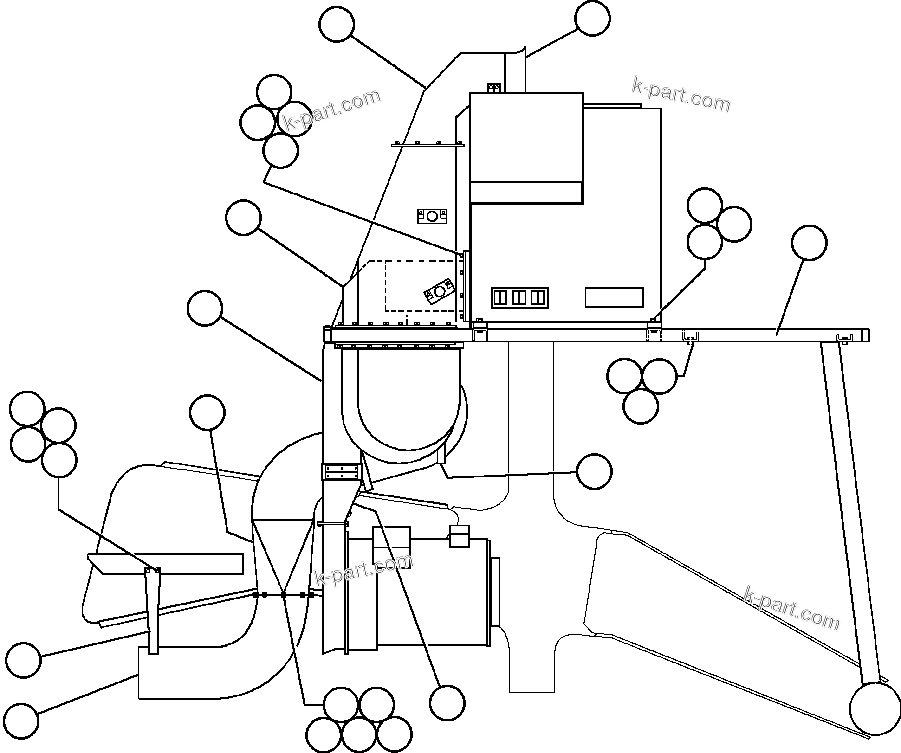 Komatsu parts book diagram for AFE48-V  930E S/N 32816 & 32837 PHELPS-DODGE MORENCI: AUX BLOWER AND BLOWER INLET DUCTING