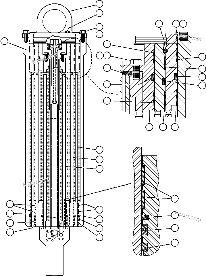 Komatsu parts book diagram for AFE48-V  930E S/N 32816 & 32837 PHELPS-DODGE MORENCI: HOIST CYLINDER ASSEMBLY (ED3840)