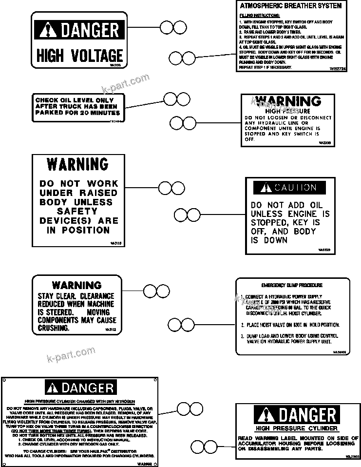 Komatsu parts book diagram for AFE50-AG 830E S/N A30641 ANTELOPE COAL: DECALS & WARNINGS