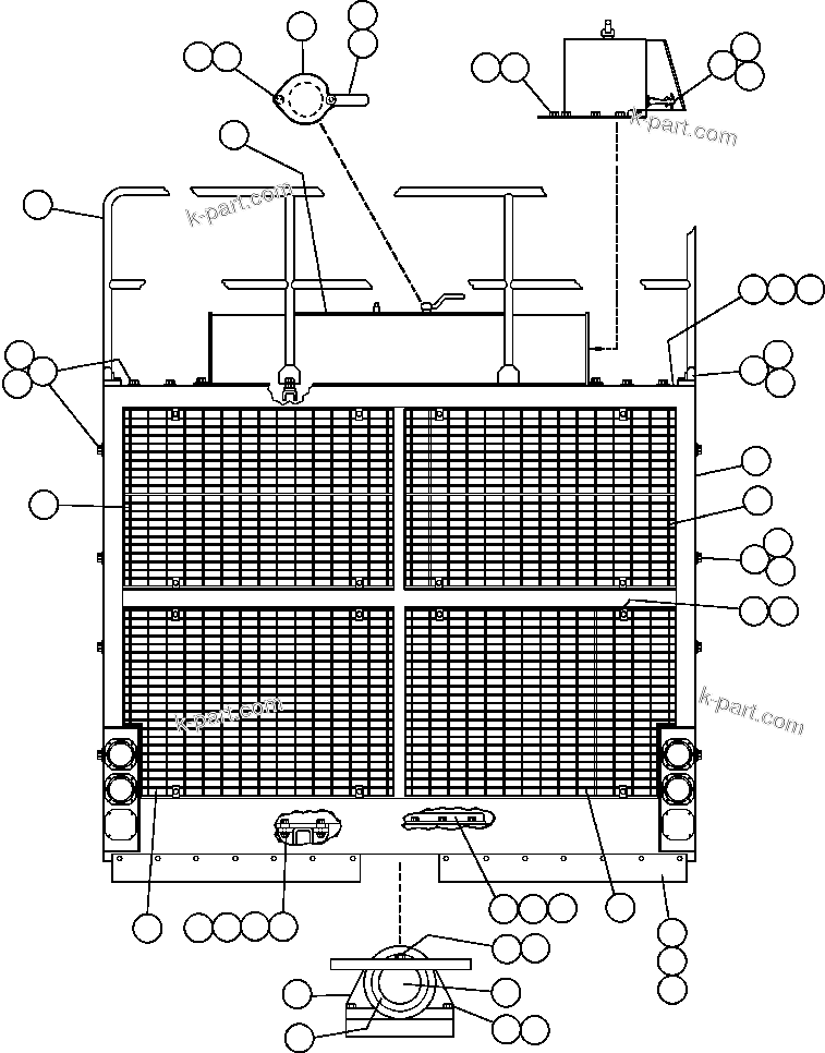 Komatsu parts book diagram for AFE50-AG 830E S/N A30641 ANTELOPE COAL: HOOD, GRILLE & HANDRAIL