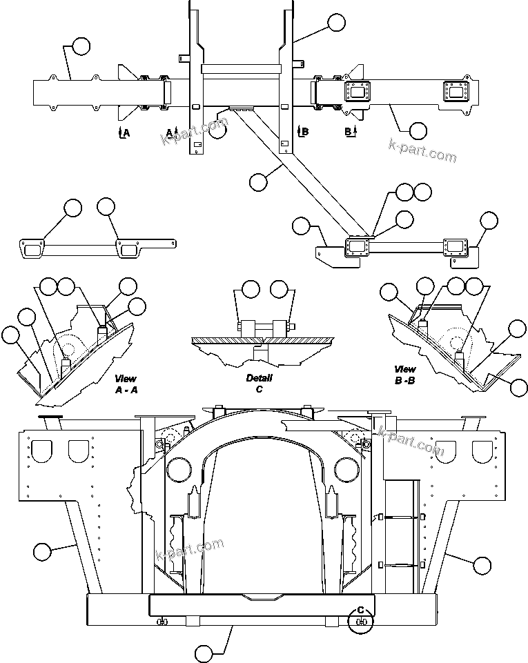 Komatsu parts book diagram for AFE50-AG 830E S/N A30641 ANTELOPE COAL: FRAME & UPRIGHTS