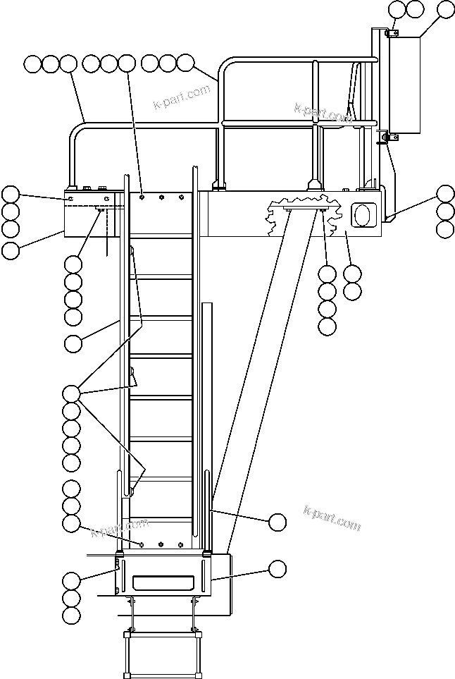 Komatsu parts book diagram for AFE50-AG 830E S/N A30641 ANTELOPE COAL: LEFT DECK, HANDRAILS & LADDER - 2