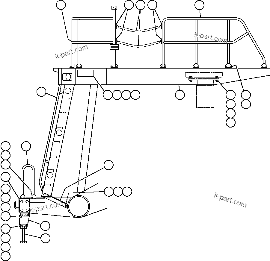 Komatsu parts book diagram for AFE50-AG 830E S/N A30641 ANTELOPE COAL: LEFT DECK, HANDRAILS & LADDER - 1