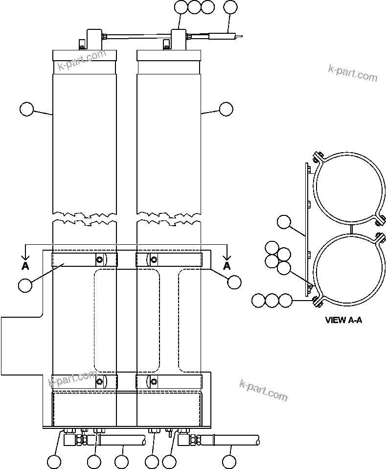 Komatsu parts book diagram for AFE50-AG 830E S/N A30641 ANTELOPE COAL: STEERING ACCUMULATOR INSTALLATION