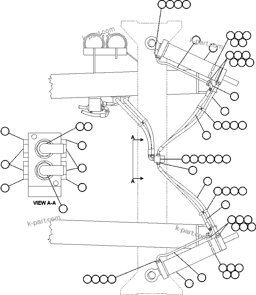 Komatsu parts book diagram for AFE50-AG 830E S/N A30641 ANTELOPE COAL: STEERING CYLINDER PIPING