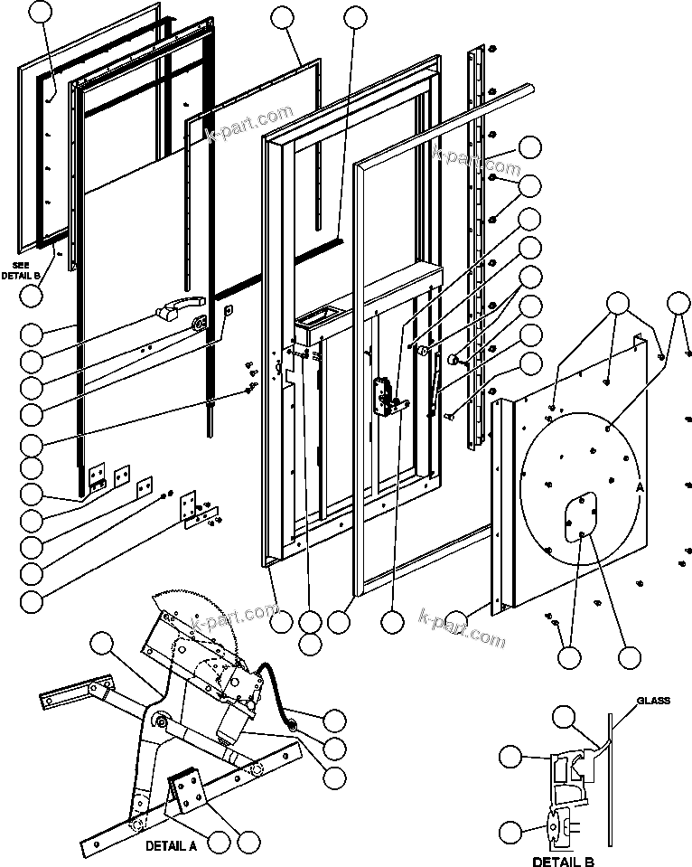 Komatsu parts book diagram for AFE50-AG 830E S/N A30641 ANTELOPE COAL: DOOR - L.H. (SM5948)
