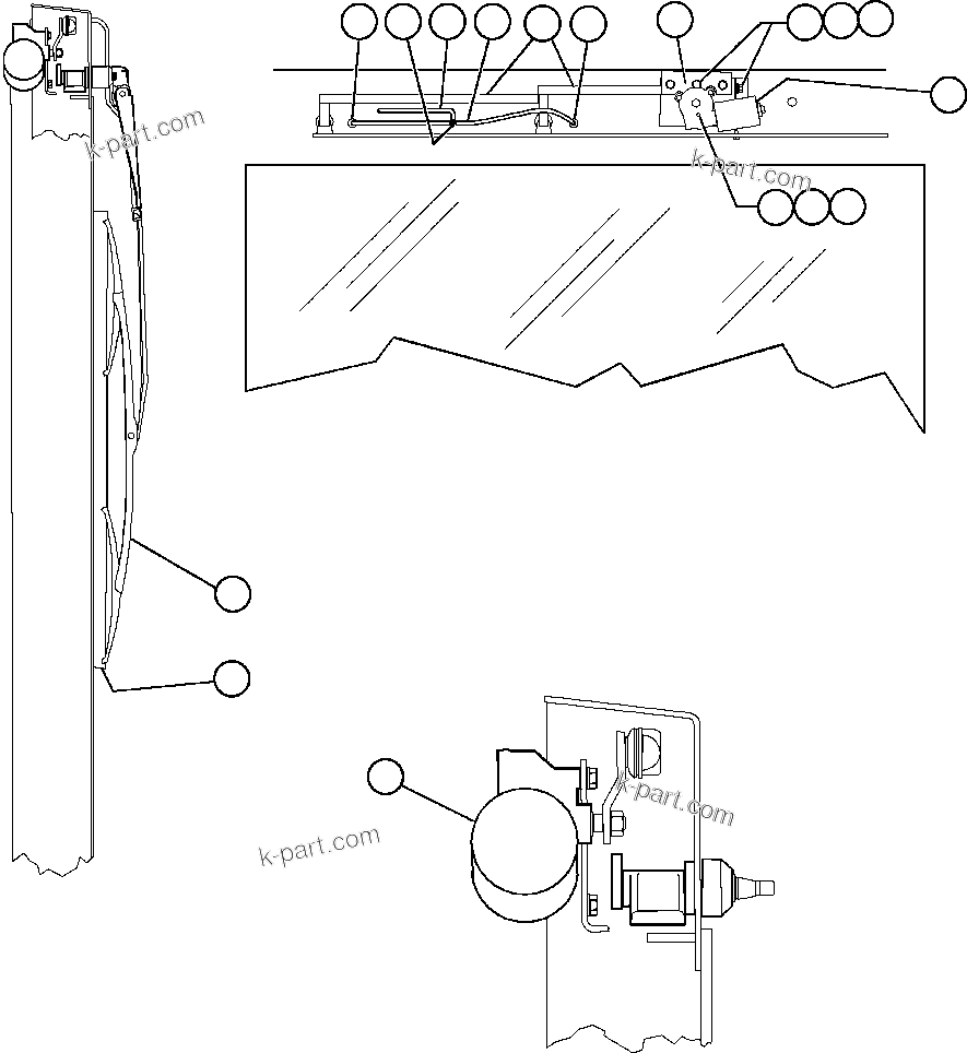 Komatsu parts book diagram for AFE50-AG 830E S/N A30641 ANTELOPE COAL: WINDSHIELD WIPER INSTALLATION - 1