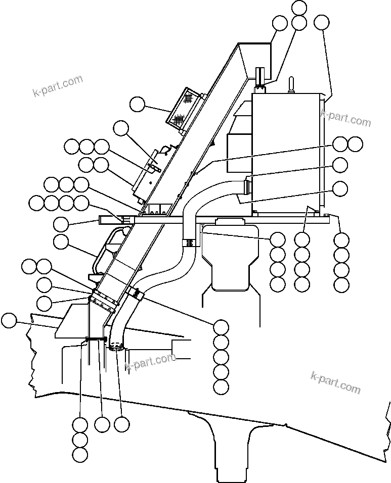Komatsu parts book diagram for AFE50-AG 830E S/N A30641 ANTELOPE COAL: BLOWER INLET INSTALLATION