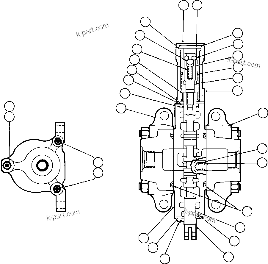 Komatsu parts book diagram for AFE50-AG 830E S/N A30641 ANTELOPE COAL: HOIST PILOT VALVE ASSEMBLY (PB6922)