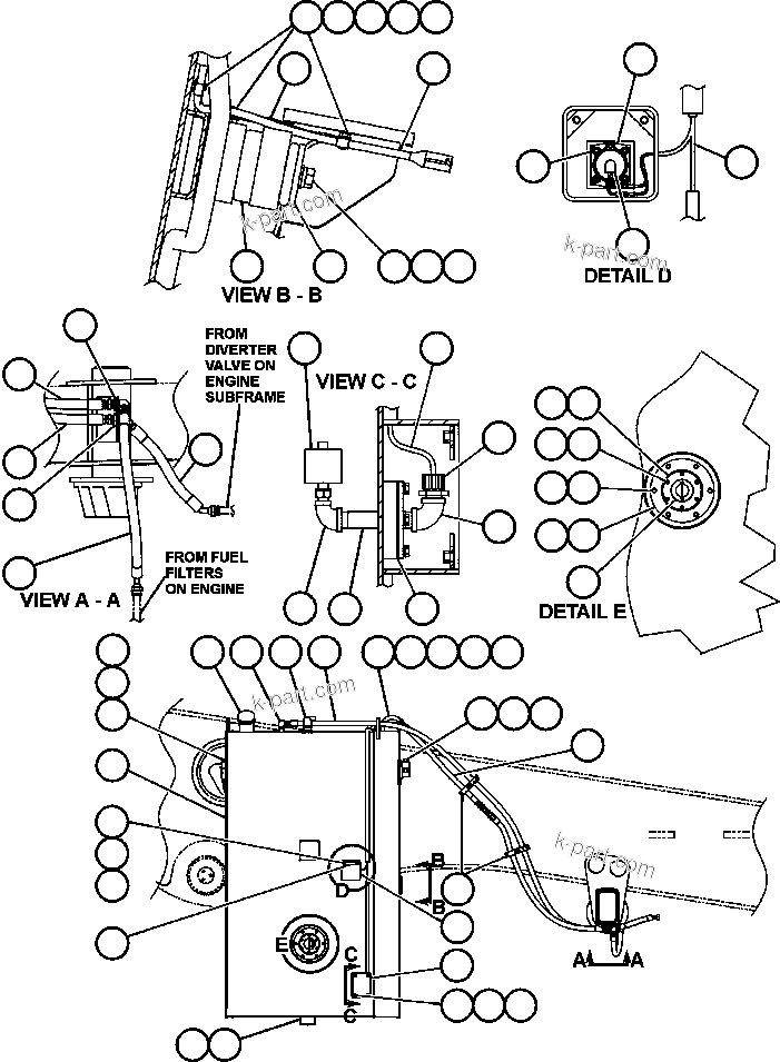 Komatsu parts book diagram for AFE50-AG 830E S/N A30641 ANTELOPE COAL: FUEL TANK INSTALLATION & PIPING
