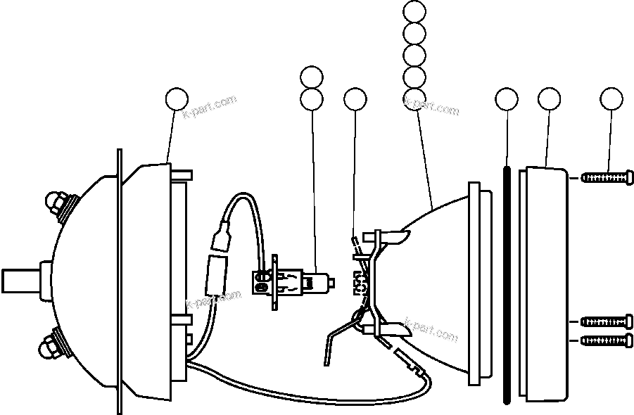 Komatsu parts book diagram for AFE50-AG 830E S/N A30641 ANTELOPE COAL: LIGHT ASSEMBLY (SUPER HALOGEN)