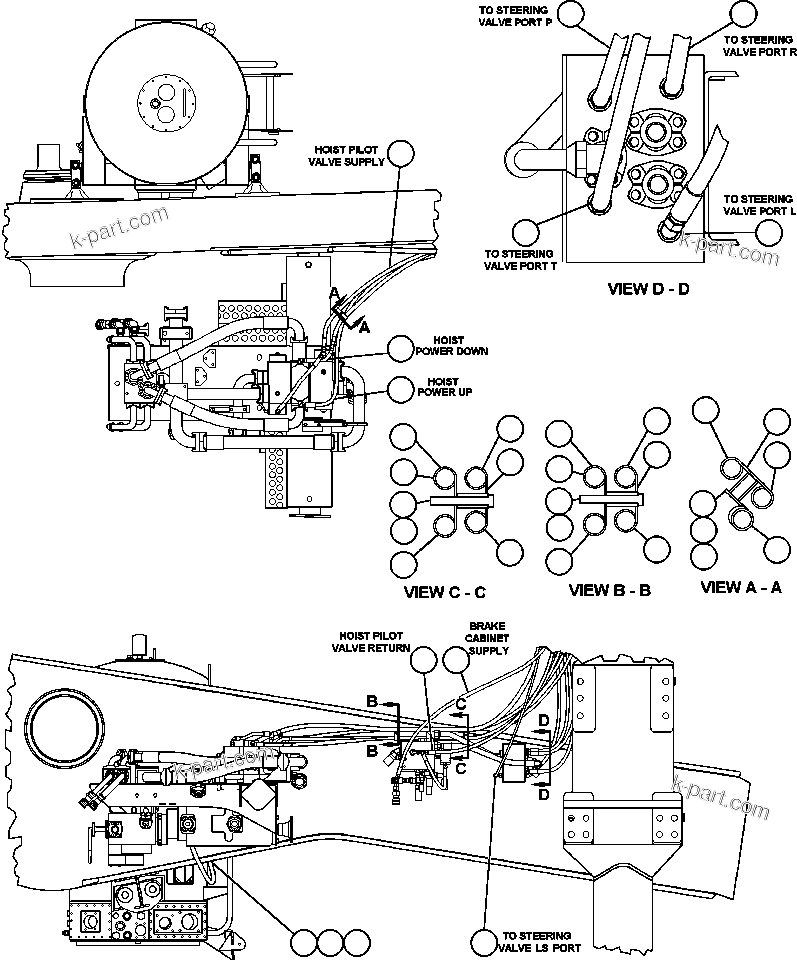Komatsu parts book diagram for AFE50-AG 830E S/N A30641 ANTELOPE COAL: BRAKE CABINET PIPING - 1