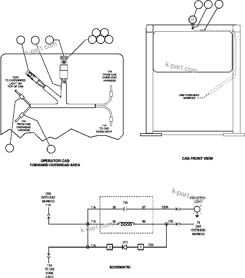 Komatsu parts book diagram for AFE50-AG 830E S/N A30641 ANTELOPE COAL: OVERSPEED WARNING LIGHT