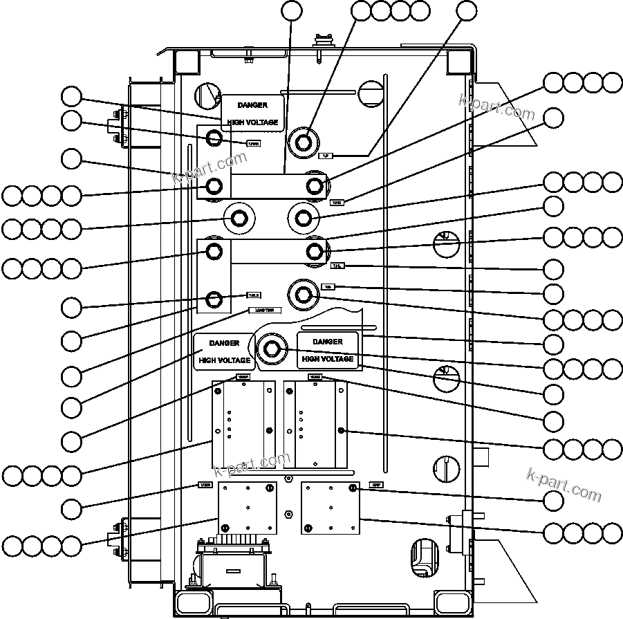Komatsu parts book diagram for AFE50-AG 830E S/N A30641 ANTELOPE COAL: CONTROL CABINET - CENTER DOOR (LEFT SIDE WALL)