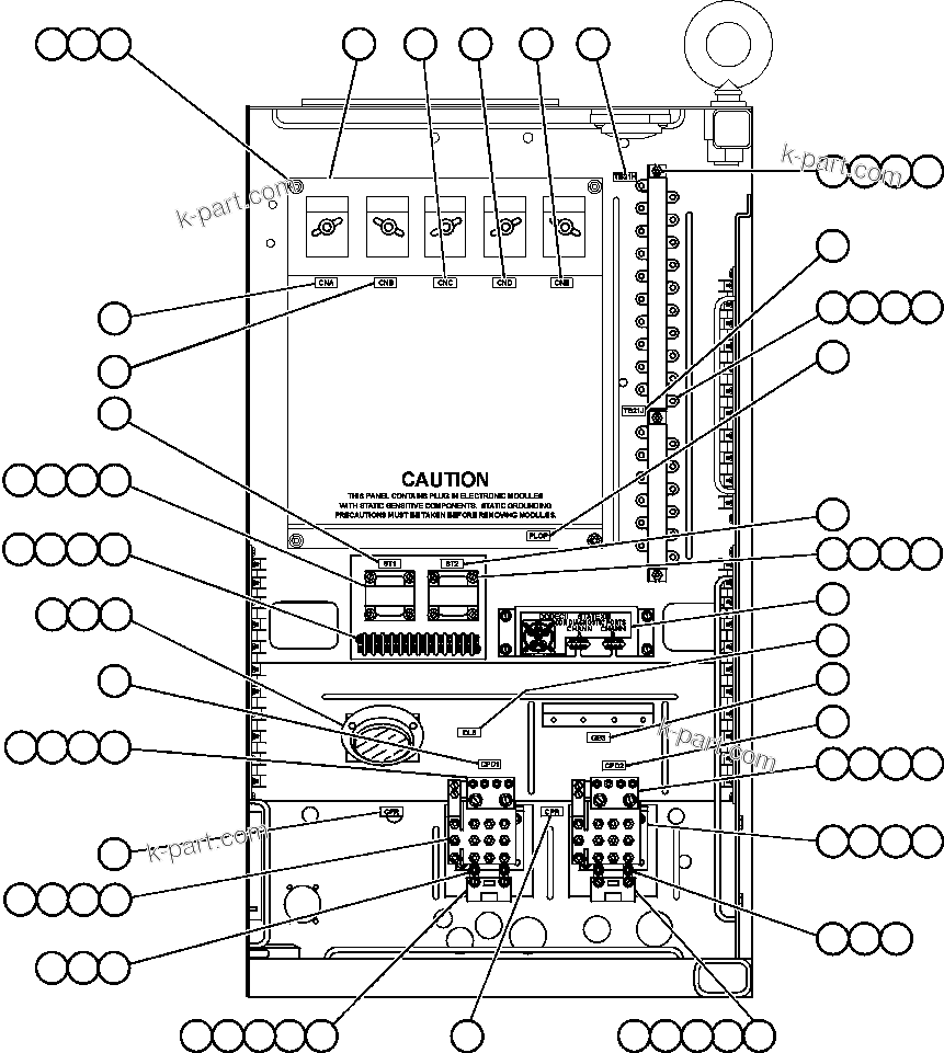 Komatsu parts book diagram for AFE50-AG 830E S/N A30641 ANTELOPE COAL: CONTROL CABINET (RIGHT DOOR)