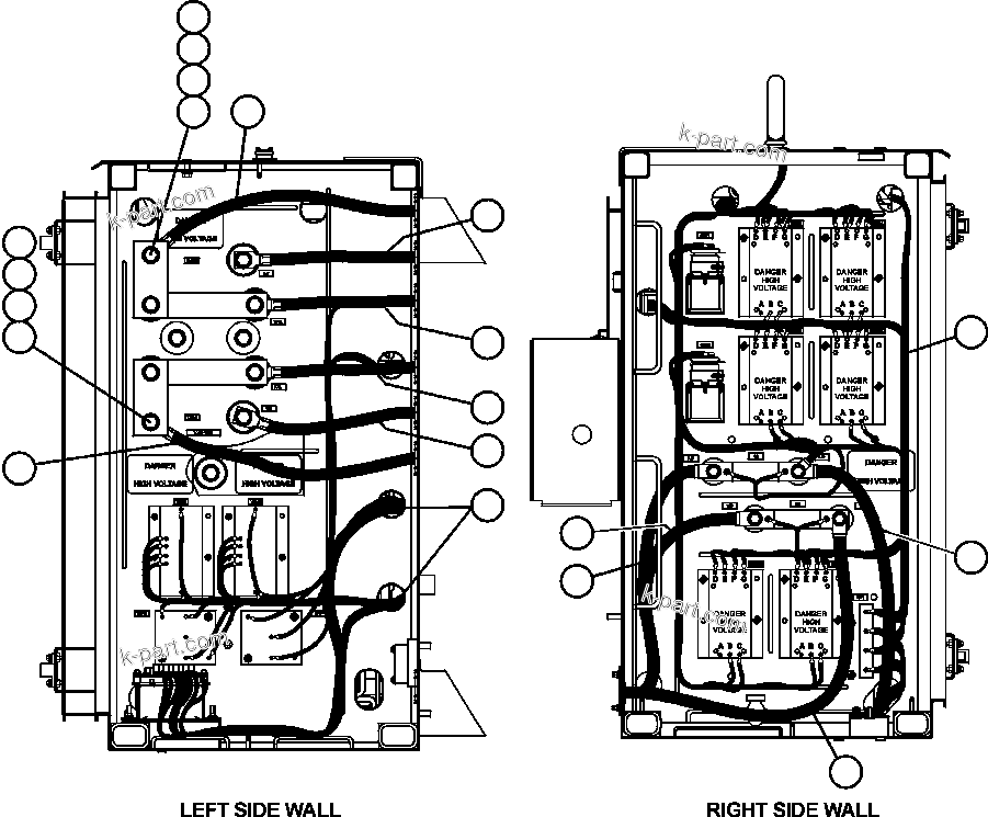 Komatsu parts book diagram for AFE50-AG 830E S/N A30641 ANTELOPE COAL: CONT. CAB. - CENTER DOOR L.S. & R.S. WALL WIRING