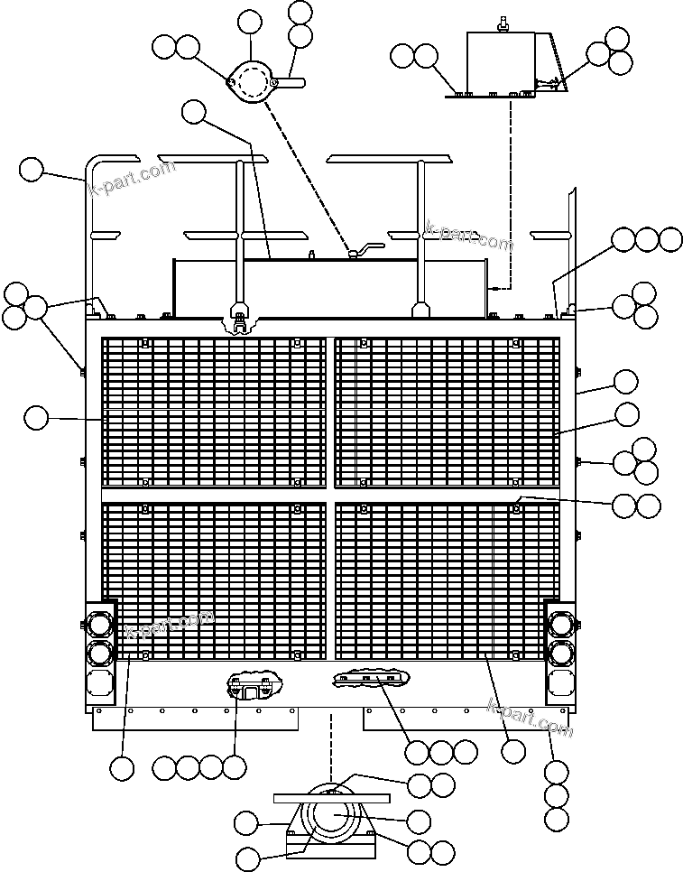 Komatsu parts book diagram for AFE50-AJ 830E S/N A30644-A30645 ANTELOPE COAL: HOOD, GRILLE & HANDRAIL