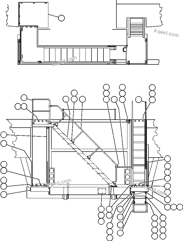 Komatsu parts book diagram for AFE50-AJ 830E S/N A30644-A30645 ANTELOPE COAL: DIAGONAL & L.H. LADDER INSTALLATION