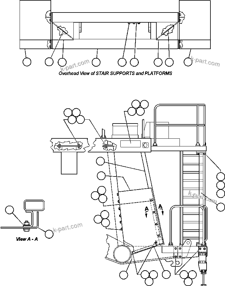 Komatsu parts book diagram for AFE50-AJ 830E S/N A30644-A30645 ANTELOPE COAL: DIAGONAL LADDER INSTALLATION - 2