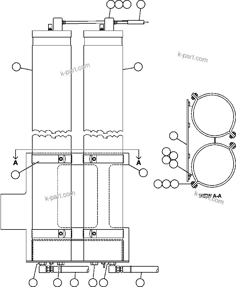 Komatsu parts book diagram for AFE50-AJ 830E S/N A30644-A30645 ANTELOPE COAL: STEERING ACCUMULATOR INSTALLATION