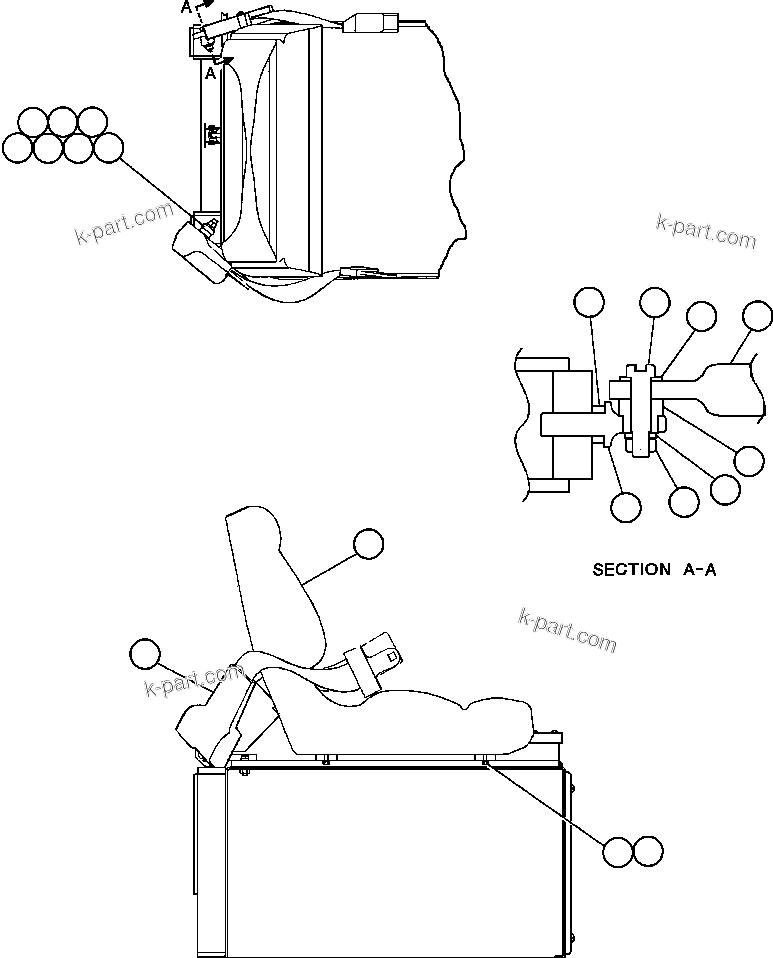 Komatsu parts book diagram for AFE50-AJ 830E S/N A30644-A30645 ANTELOPE COAL: PASSENGER SEAT INSTALLATION