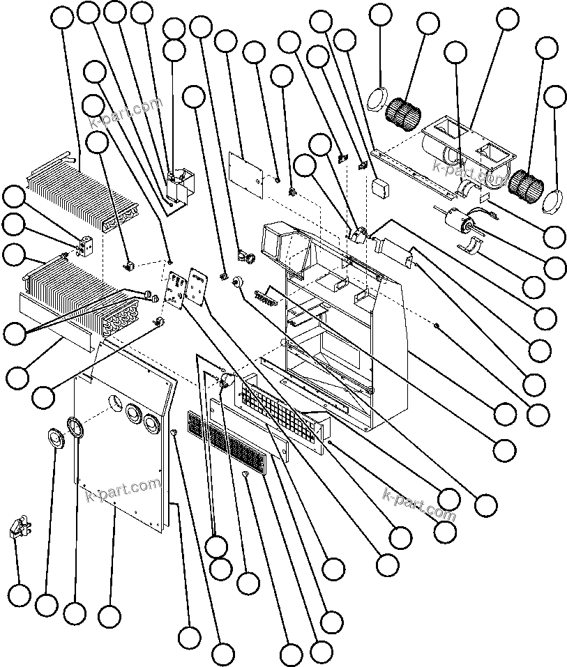 Komatsu parts book diagram for AFE50-AJ 830E S/N A30644-A30645 ANTELOPE COAL: HEATER/AIR CONDITIONER ASSEMBLY (SM6200)