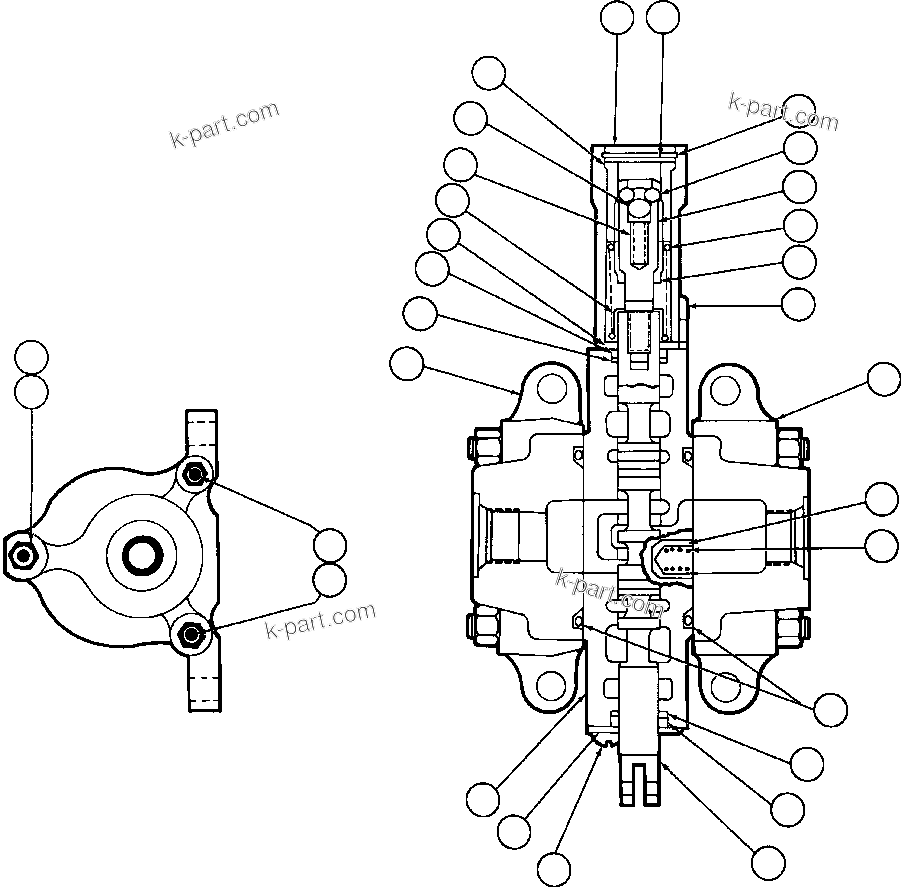Komatsu parts book diagram for AFE50-AJ 830E S/N A30644-A30645 ANTELOPE COAL: HOIST PILOT VALVE ASSEMBLY (PB6922)