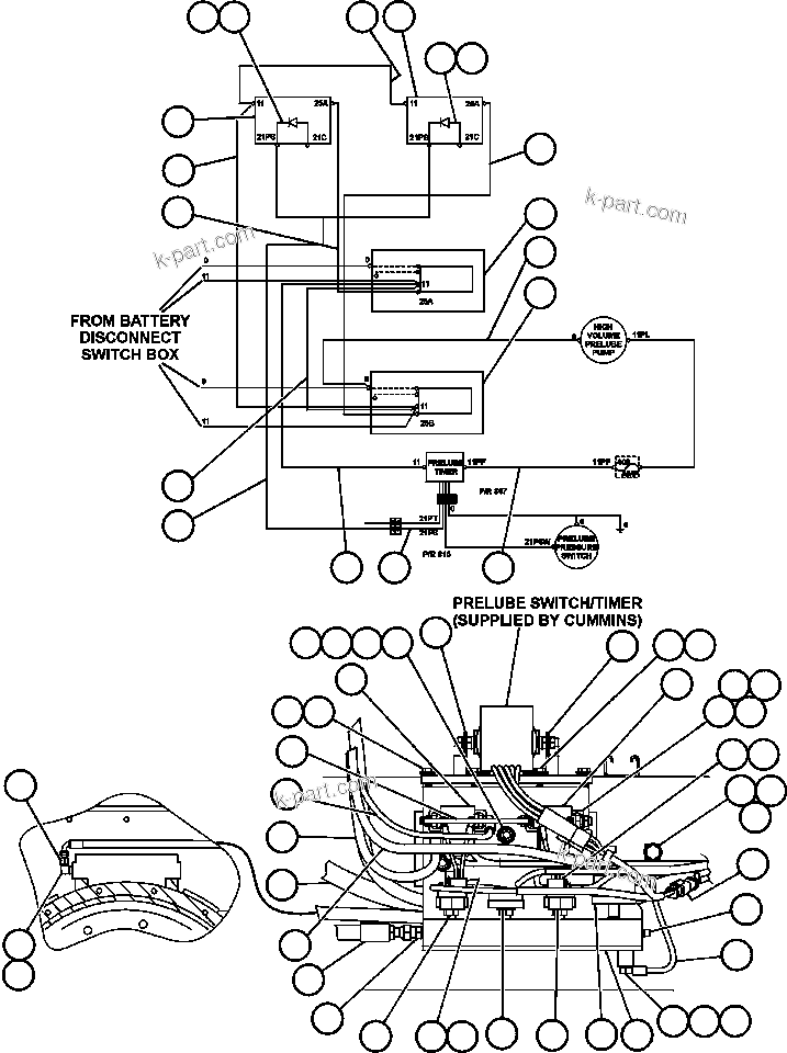Komatsu parts book diagram for AFE50-AJ 830E S/N A30644-A30645 ANTELOPE COAL: ELECTRIC STARTER INSTL & WIRING