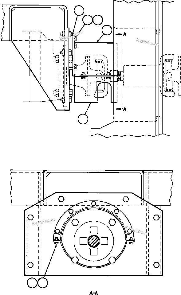 Komatsu parts book diagram for AFE50-AJ 830E S/N A30644-A30645 ANTELOPE COAL: FRONT DRIVELINE PROTECTOR