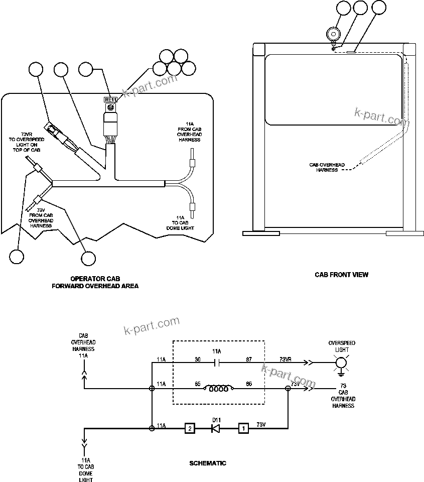 Komatsu parts book diagram for AFE50-AJ 830E S/N A30644-A30645 ANTELOPE COAL: OVERSPEED WARNING LIGHT