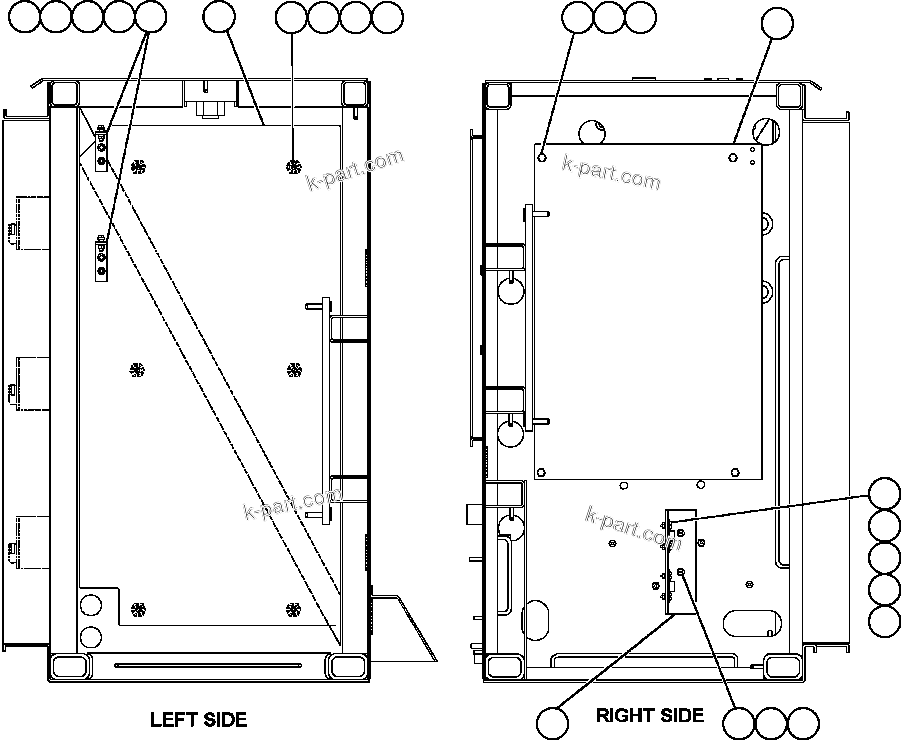 Komatsu parts book diagram for AFE50-AJ 830E S/N A30644-A30645 ANTELOPE COAL: CONTROL CABINET LEFT DOOR - SIDE WALLS