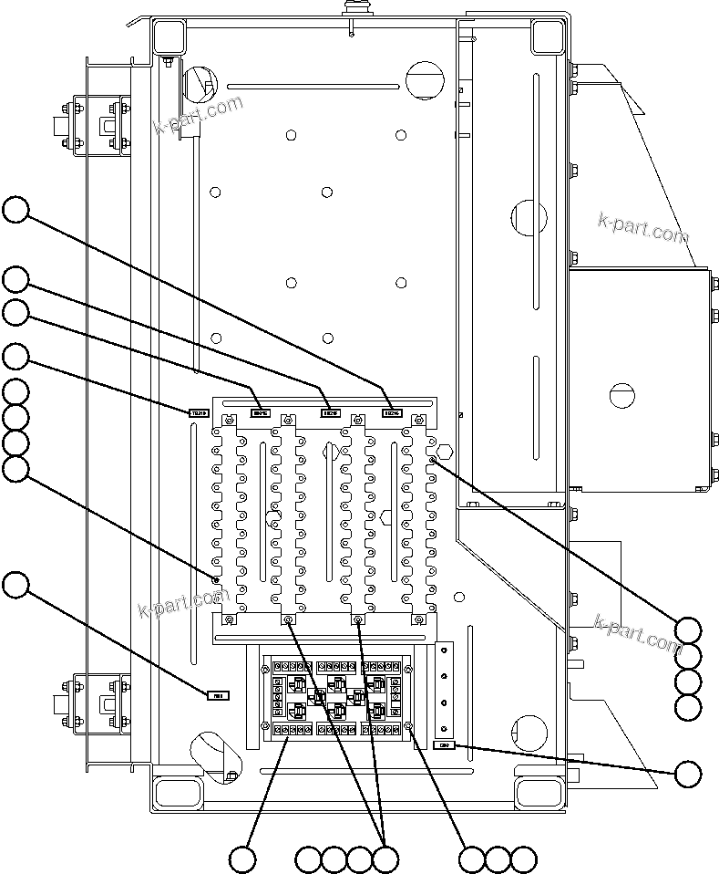 Komatsu parts book diagram for AFE50-AJ 830E S/N A30644-A30645 ANTELOPE COAL: CONTROL CABINET RIGHT DOOR (LEFT SIDE WALL)