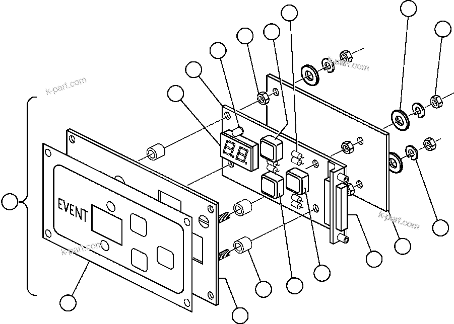Komatsu parts book diagram for AFE50-AJ 830E S/N A30644-A30645 ANTELOPE COAL: PANEL - DISPLAY EVENT (PB8056)