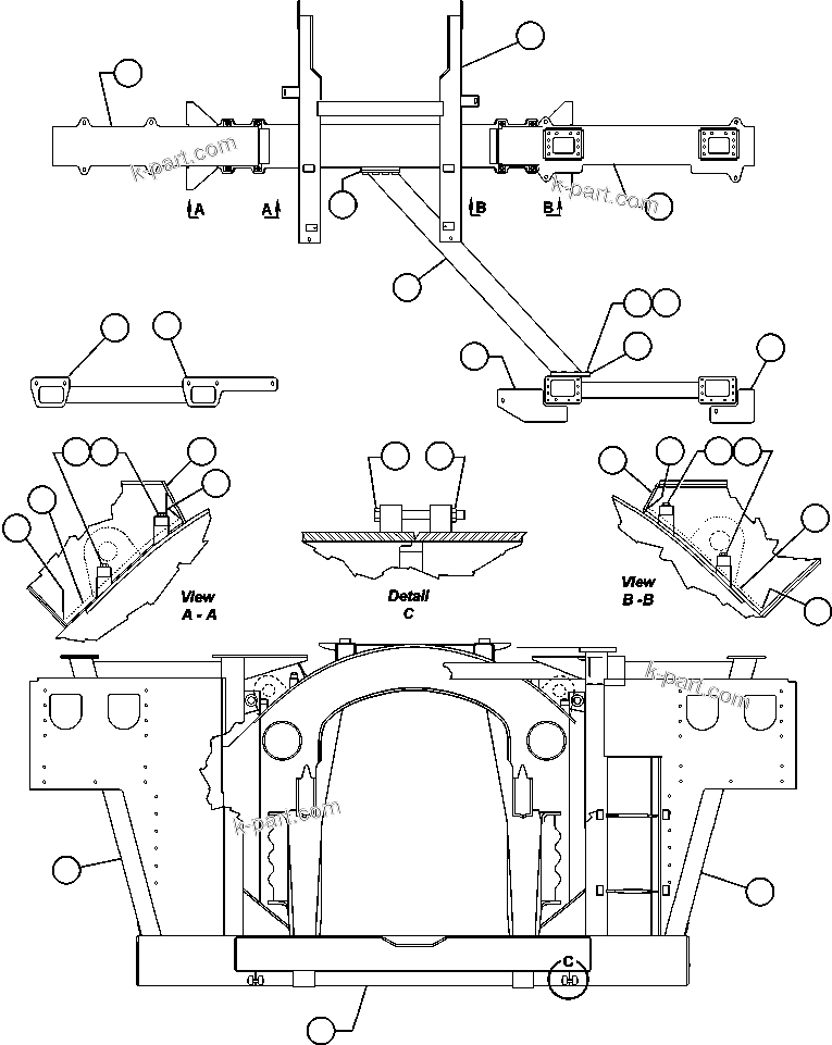 Komatsu parts book diagram for AFE50-AN 830E S/N A30652-A30658  DIAVIK: FRAME & UPRIGHTS