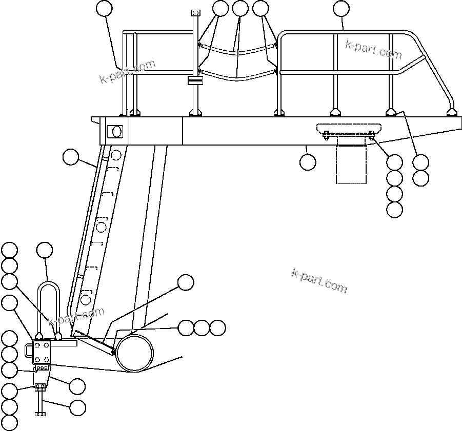 Komatsu parts book diagram for AFE50-AN 830E S/N A30652-A30658  DIAVIK: LEFT DECK, HANDRAILS & LADDER - 1