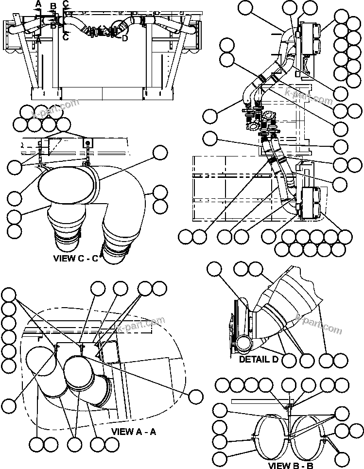 Komatsu parts book diagram for AFE50-AN 830E S/N A30652-A30658  DIAVIK: AIR CLEANER PIPING & INSTALLATION
