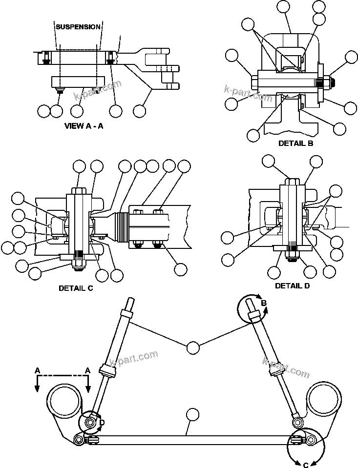 Komatsu parts book diagram for AFE50-AN 830E S/N A30652-A30658  DIAVIK: STEERING ARMS & LINKAGE