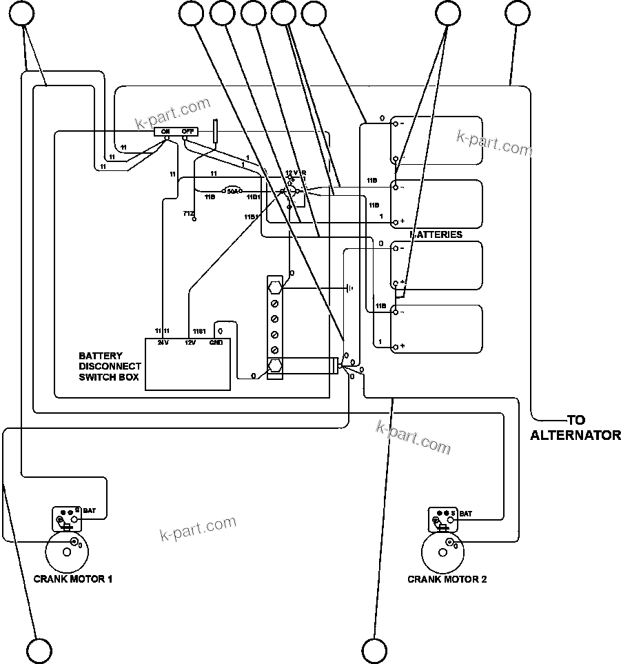Komatsu parts book diagram for AFE50-AN 830E S/N A30652-A30658  DIAVIK: BATTERY & ELECTRIC STARTER WIRING